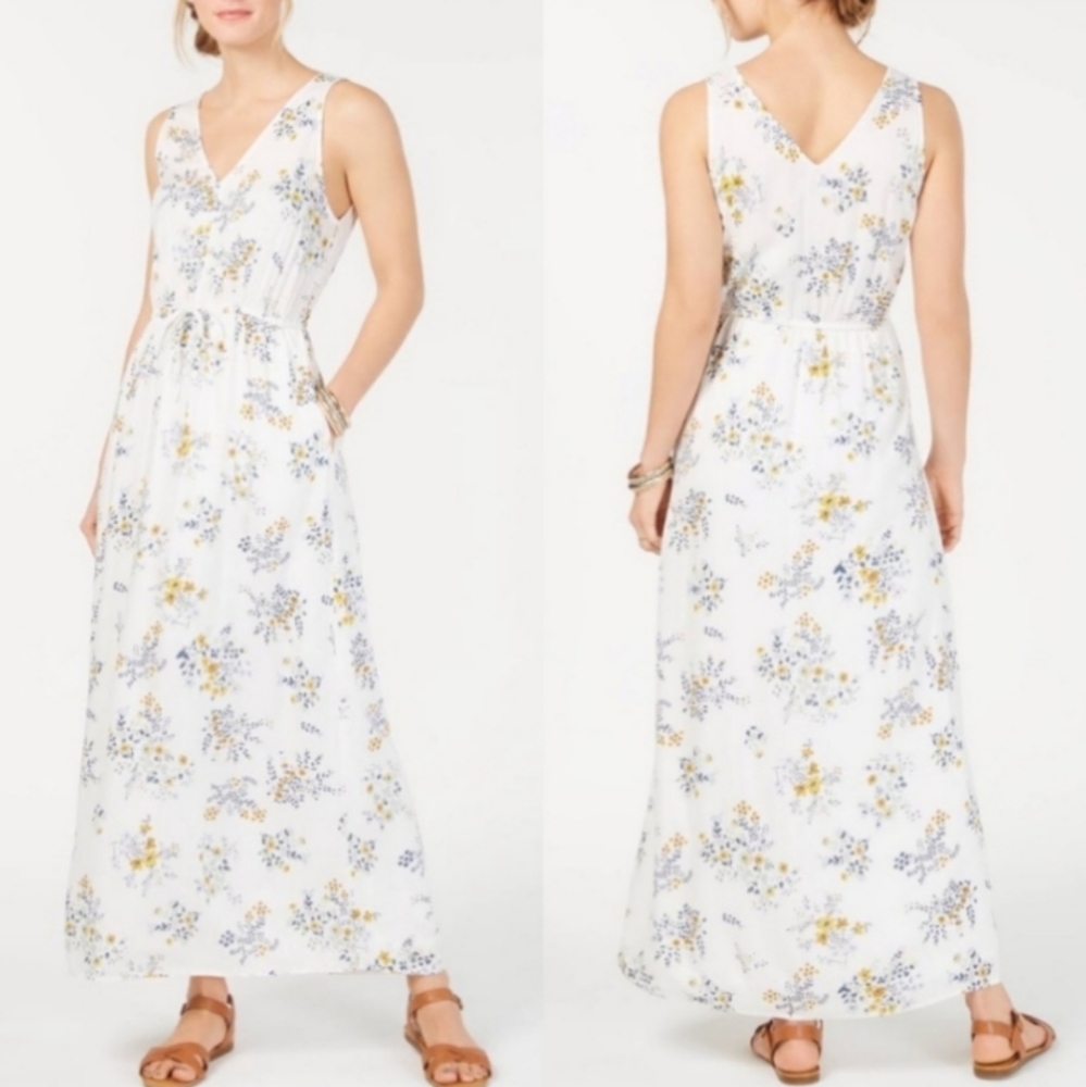 Lucky Brand White Floral Maxi Dress Size Medium
